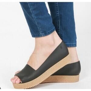 Melissa Puzzle Ad Flats Rubber Platform Open Toe Slip On In Black Size 6